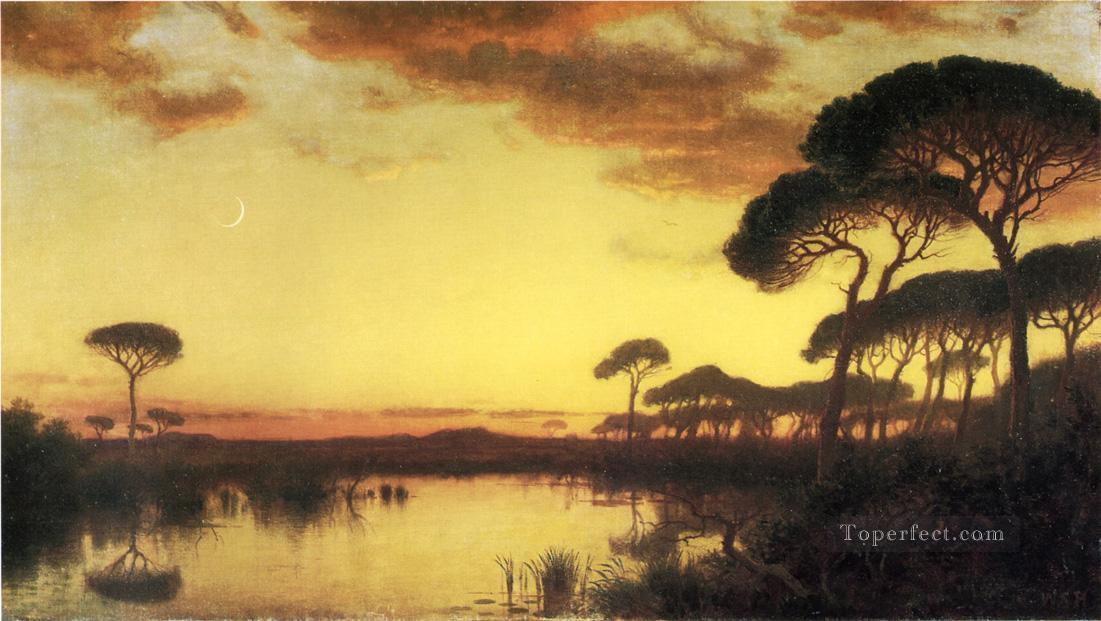 Sunset Glow Paisaje de la Campaña Romana William Stanley Haseltine Paisaje Pintura al óleo